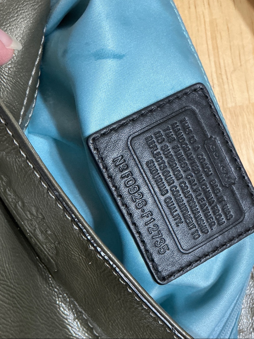 Coach Olive Green Leather Shoulder Bag - Picture 3 of 5